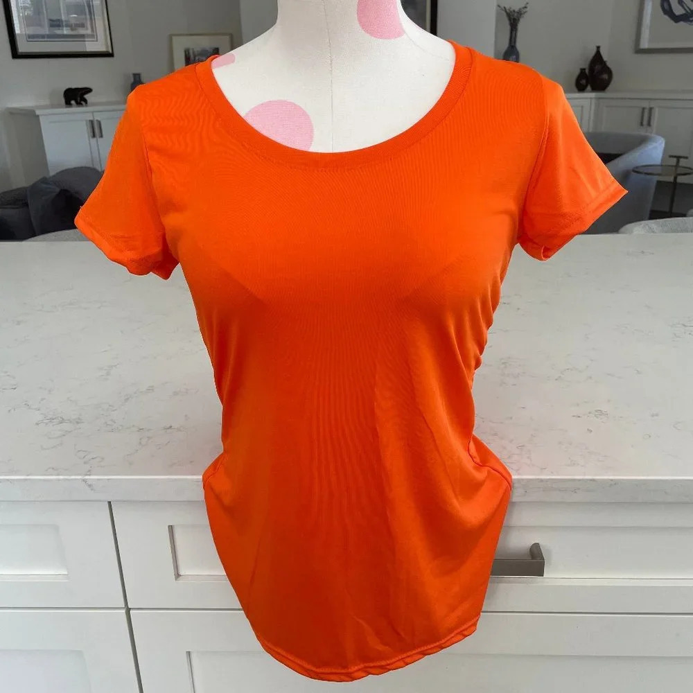 Gildan Performance Athletic SS Scoop Neck Polyester Technical Top Orange Sz S